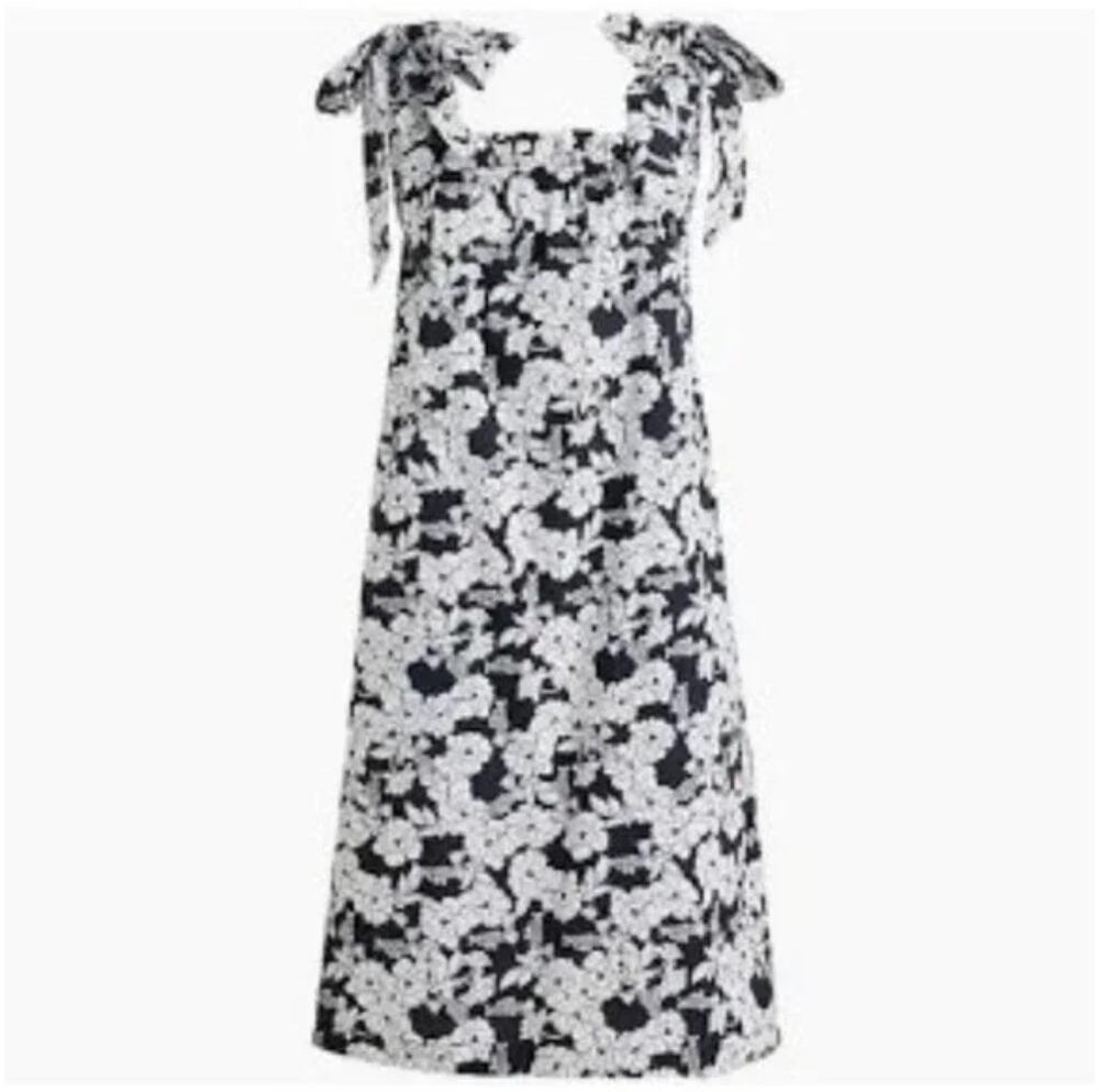 J.Crew Tie Shoulder Poplin Dress in Magnolia Floral Navy BG490 Size XS